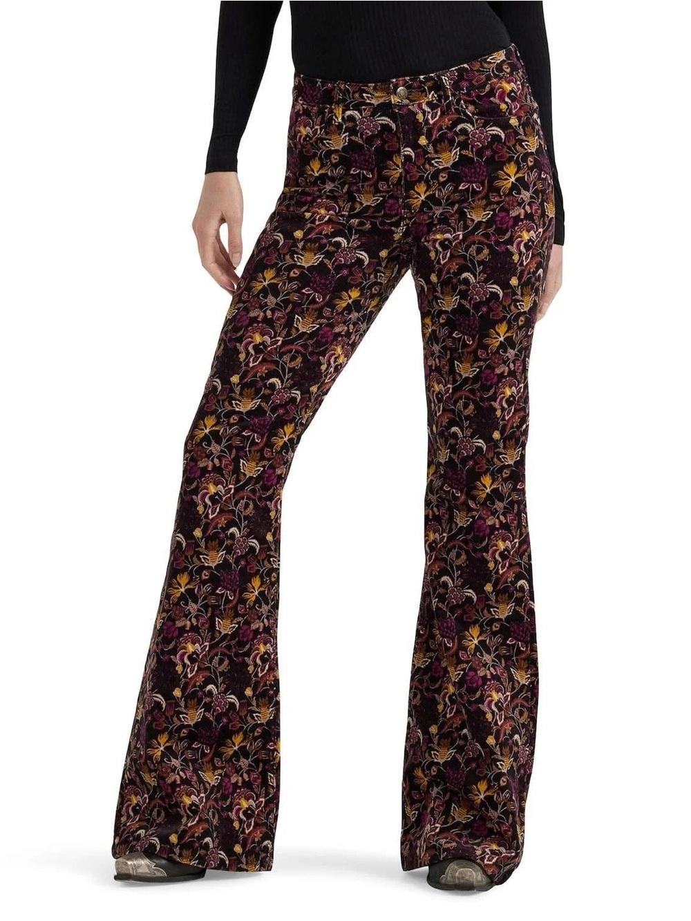 Wrangler Midnight Floral Fierce Flare Corduroys